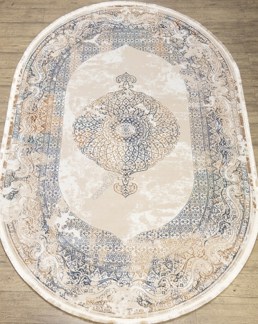 Ковер турецкий 4406G Ascona (Полиэстер хит-сет, бежевый, серый) овальный